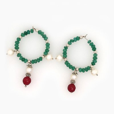 Green Jade Baali Hoop Earrings