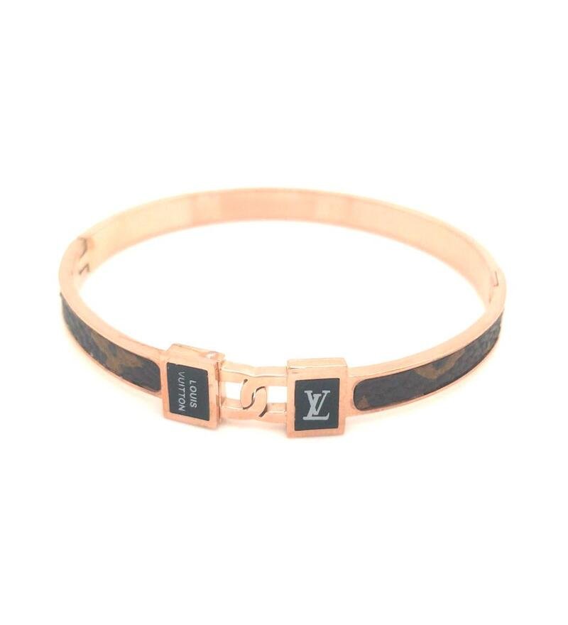 Louis Vuitton Black & Rose Gold Bracelet — Inaayapearls